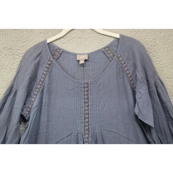 J.Jill 3/4 Sleeve Tunic-Linen Blend-Crochet-Size Small-Minimalist-Lagenlook - Picture 2 of 11